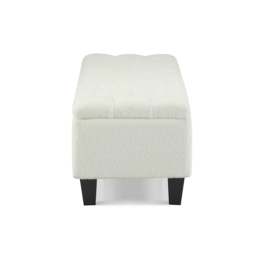 Ottilie Boucle Fabric Storage Ottoman Bench