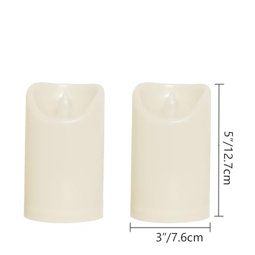 Outdoor Battery Operated Flameless Candles with Remote Timer D3”xH5” 2 PCS (2 Count)