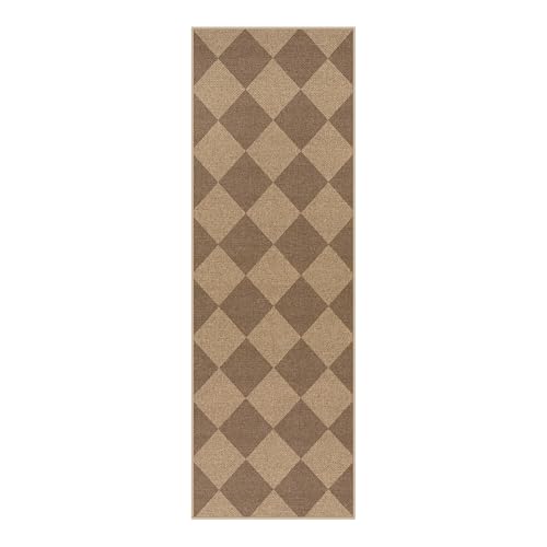 Checkered Easy Jute Outdoor Runner Rug