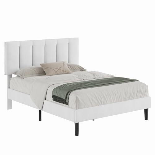 Full Size Bed Frame with Upholstered Headboard