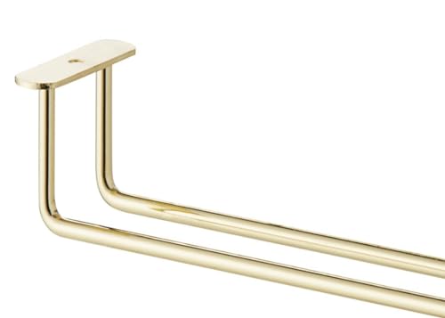 24" Glass Hanging Stemware Rack Brass Plated Set of 2 (2 Count)