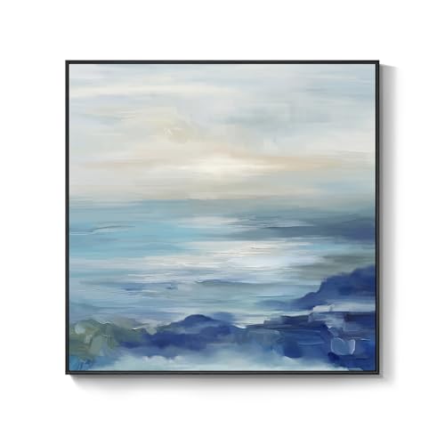 Framed Blue Abstract Wall Art Decor