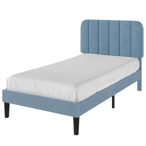 Twin Size Bed Frame with Upholstered Headboard
