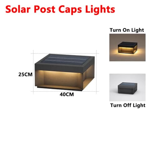 Solar Lamp Post Light Black Modern Pillar Lights Outdoor Solar Powered Column Lighting Waterproof Fence Deck Pillar Lights Exterior Landscape Pathway Lighting Square LED Pedestal Post Lantern