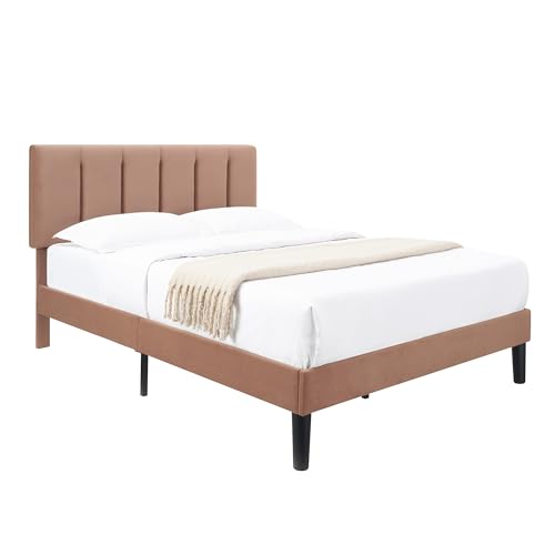 Full Size Bed Frame with Upholstered Headboard