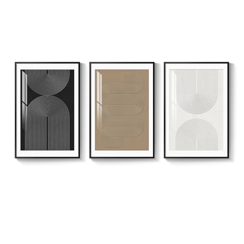 Large Framed Boho Neutral Modern Abstract Wall Art (3 Count)