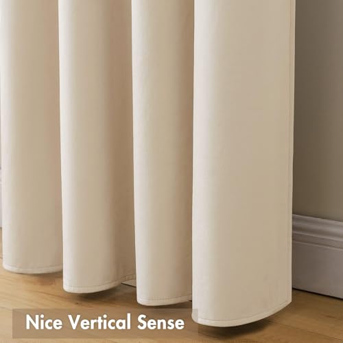 Beige Blackout Velvet Curtains Drapes 84 Inch Long 52"x84" Bedroom (2 Count)