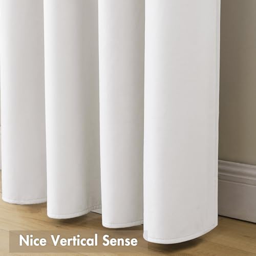 White Blackout Velvet Curtains Drapes 96 Inch Long 52"x96" Bedroom (2 Count)