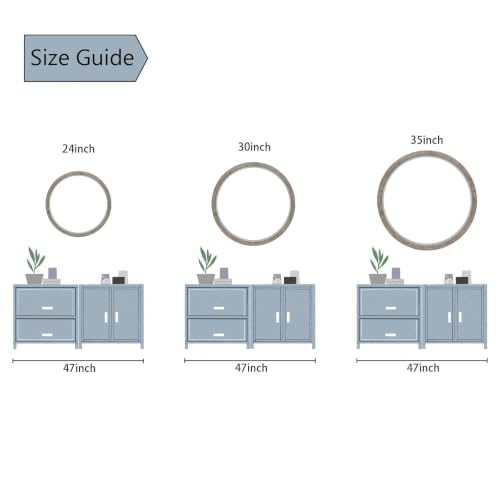 35" Round Wood Mirror