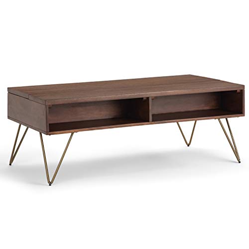 Hunter 48" Wide Solid Mango Wood Coffee Table in Umber Brown