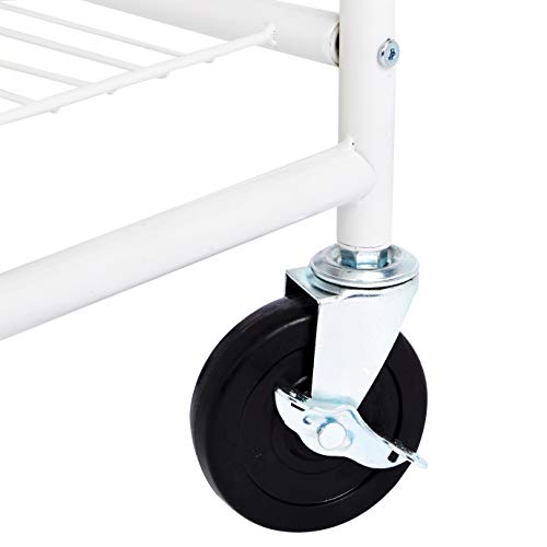 Rectangular Laundry Hamper Basket Butler Cart with Wheels and Hanging Rack