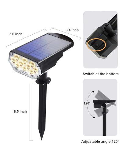 6 Pack Solar Spot Lights Outdoor Waterproof (6 Count)