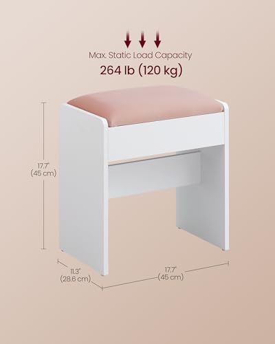 17.7 Inch Velvet Vanity Stool with Anti