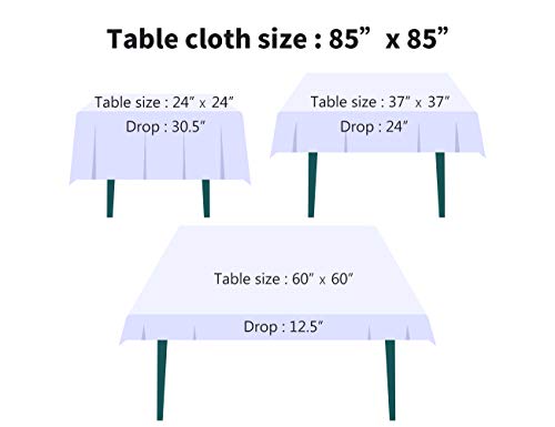 Small Black Square Tablecloth 85x85 Inch for Restaurant