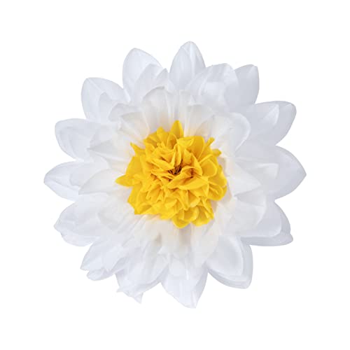 Daisy Flower Party Decorations White Tissue Pom Poms for Classroom Baby Shower Wedding Birthday Party Backdrop Home Decoration (18 Count)