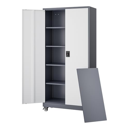 Metal Garage Storage Cabinets with Lock Door and Adjustable Shelves