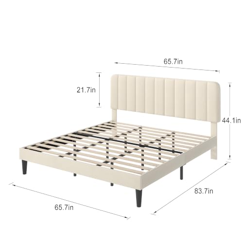 King Size Bed Frame with Upholstered Headboard