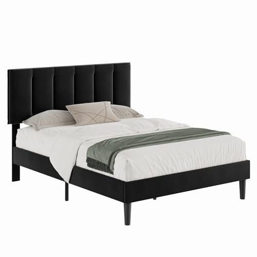 Full Size Bed Frame with Upholstered Headboard