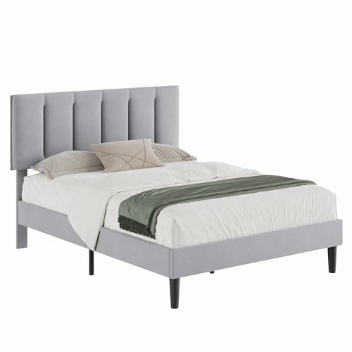Full Size Bed Frame with Upholstered Headboard