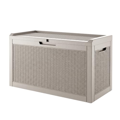60 Gallon Outdoor Storage Box Waterproof Lockable Resin with Side Handles
