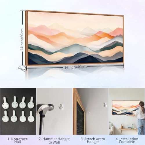 Boho Abstract Mountain Framed Canvas Wall Art