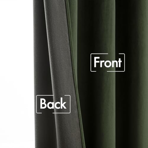 Olive Velvet Pinch Pleat Blackout Curtains W52 X L108 Inches
