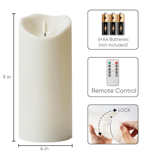 4"x9" Outdoor Waterproof Flameless Candles with Timers and Remote Control (4 Count)