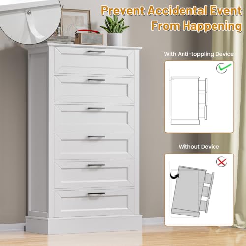 White 6 Drawer Dresser