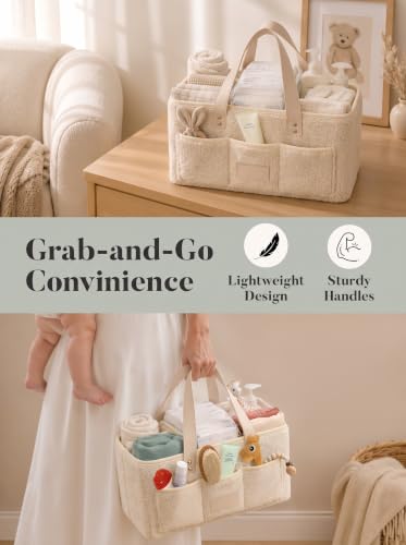 Baby Diaper Caddy Organizer with Waterproof Changing Pad