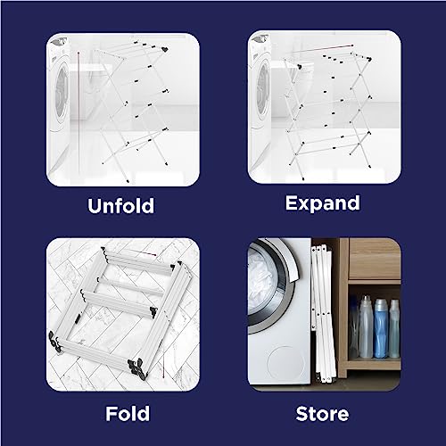 3 Tier Expandable Collapsing Foldable Laundry Rack for Air Drying Clothing