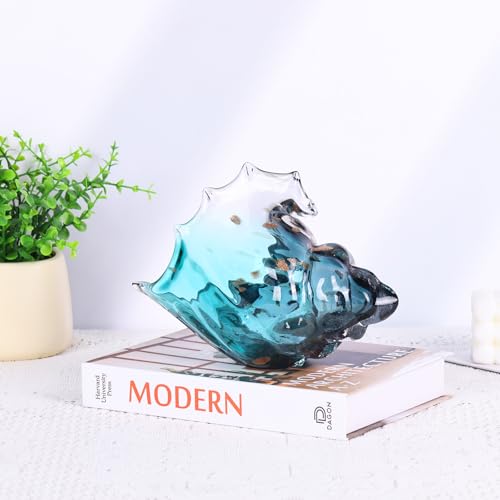 Sea Glass Art Figurines Hand Blown Conch Shell Sculpture