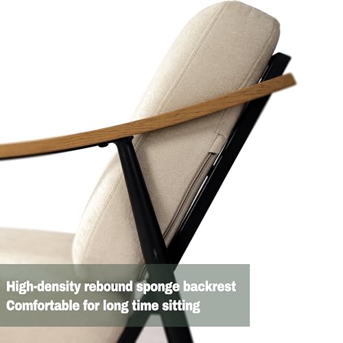 Modern Accent Chairs Set of 2 for Living Room Bedroom Mid Century Arm Chairs Upholstered Office Accent Chairs Comfy Waiting Room Chairs with Metal Frame (2 Count)
