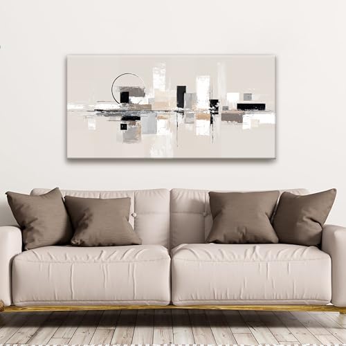 Abstract Canvas Art Wall Decor Black White Wall Art Painting 20" × 40"