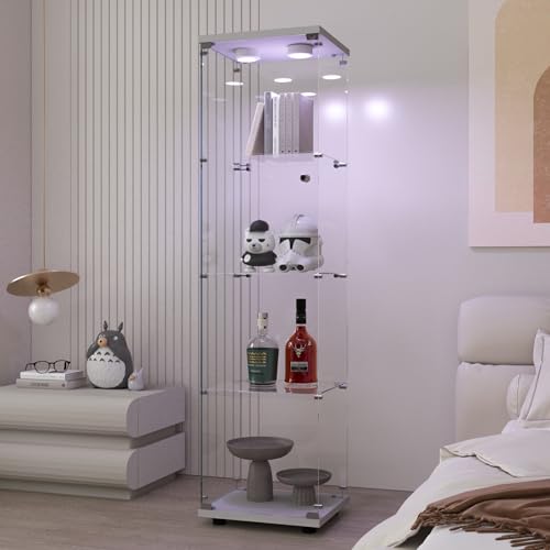 White Glass Display Cabinet with LED Light