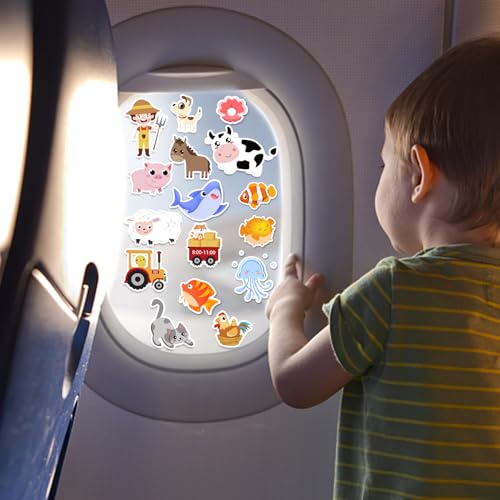 Window Clings Stickers for Kids Window Gel Clings Decals Thick Gel Clings Toddlers and Adults Classroom Home Nursery Airplane Birthday Party Supplies