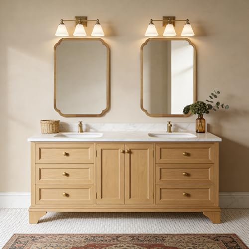 28" x 40" Rounded Corner Arch Wall Mirror with Wood Frame for Entryway