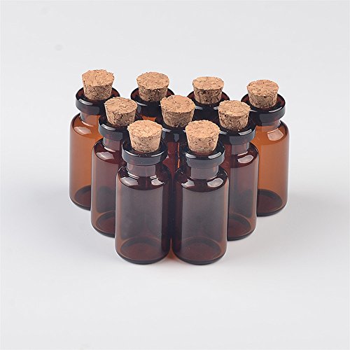 Amber Glass Vials 2ml with Cork Empty Brown Tiny Glass Jars Mini Glass Bottles Containers 50 Units