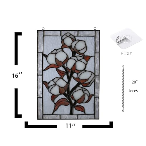Stained Glass Window Hanging 16" H x 11" W Tiffany Style Rectangular Window Panel Suitable for Living Room Bedroom Kitchen Window Decoration Hangings with Chain