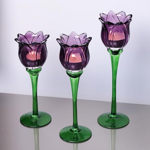 Purple Tulip Tealight Candle Holder Set of 3 (3 Count)