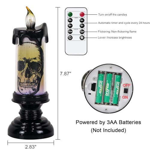 Halloween Flameless Candles Battery Operated with Remote Timer (3 Count)