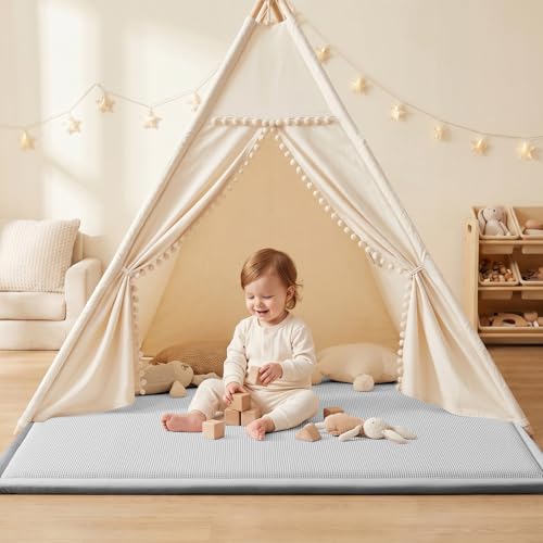 Baby Play Mat for Floor Nursery Rug Muscle Area Rug Playroom Rug 50x50" Elastic Foam 1.3" Thick Crawling Mat for Babies