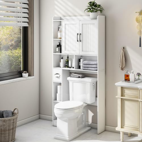 Farmhouse Over The Toilet Storage Cabinet with Barn Door