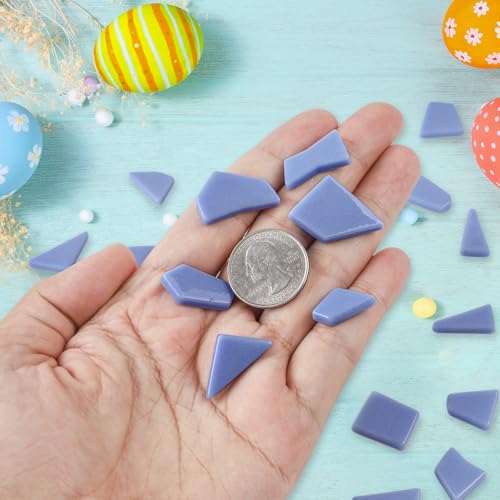 200g Blue Mosaic Tiles for Crafts Bulk (7.05 Ounce)
