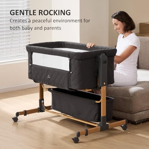 3-in-1 Baby Bassinet, Bedside Sleeper & Rocking Bassinet for Newborn