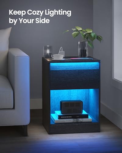 LED Nightstand with Charging Station