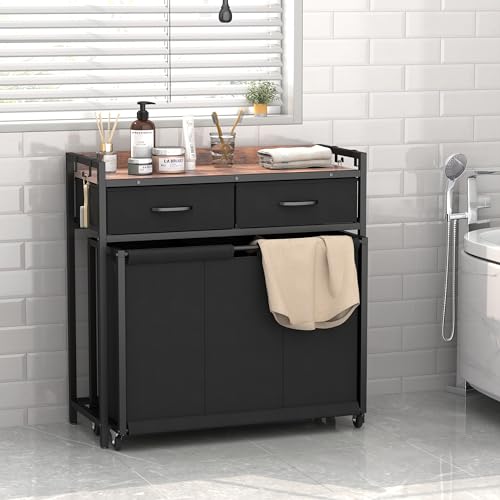 Laundry Hamper Laundry Basket with 3 Section Pull