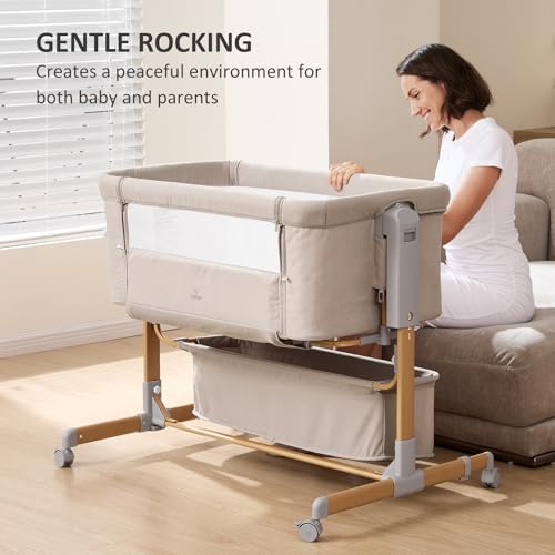 3-in-1 Baby Bassinet, Bedside Sleeper & Rocking Bassinet for Newborn