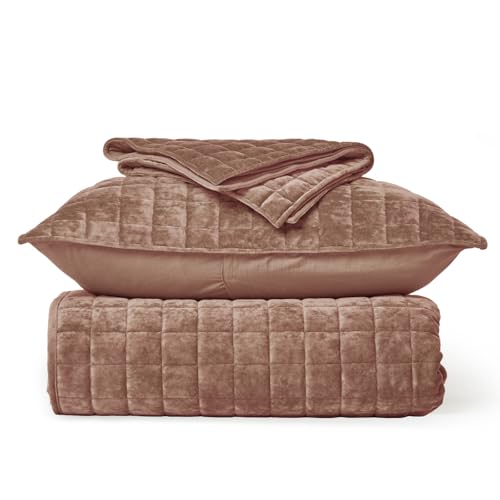 Channel Box Stitch Velvet Quilt Set