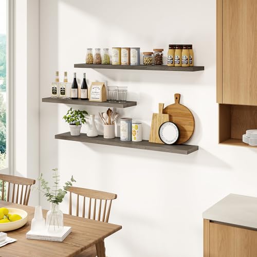 Elm Wood Floating Shelf 48x8” Set of 1