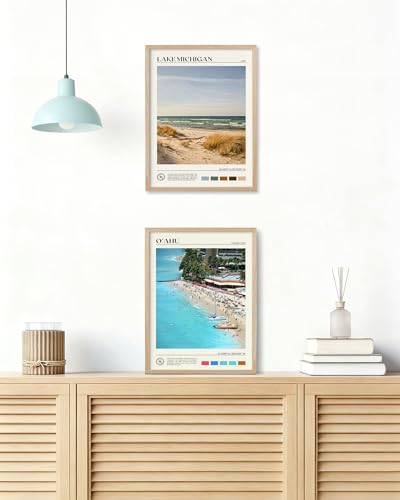 12x16IN Oahu Hawaii Framed Wall Art Tropical Beach Canvas